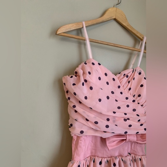 Pink polka dot party dance prom dress summer wedding pretty in pink handmade vtg - Picture 5 of 11
